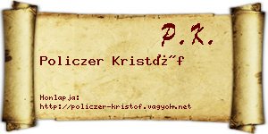 Policzer Kristóf névjegykártya